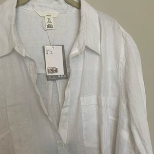 H&M white linen over shirt